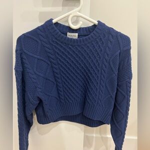 Sunday Best Navy Cable Knit Sweater Cropped